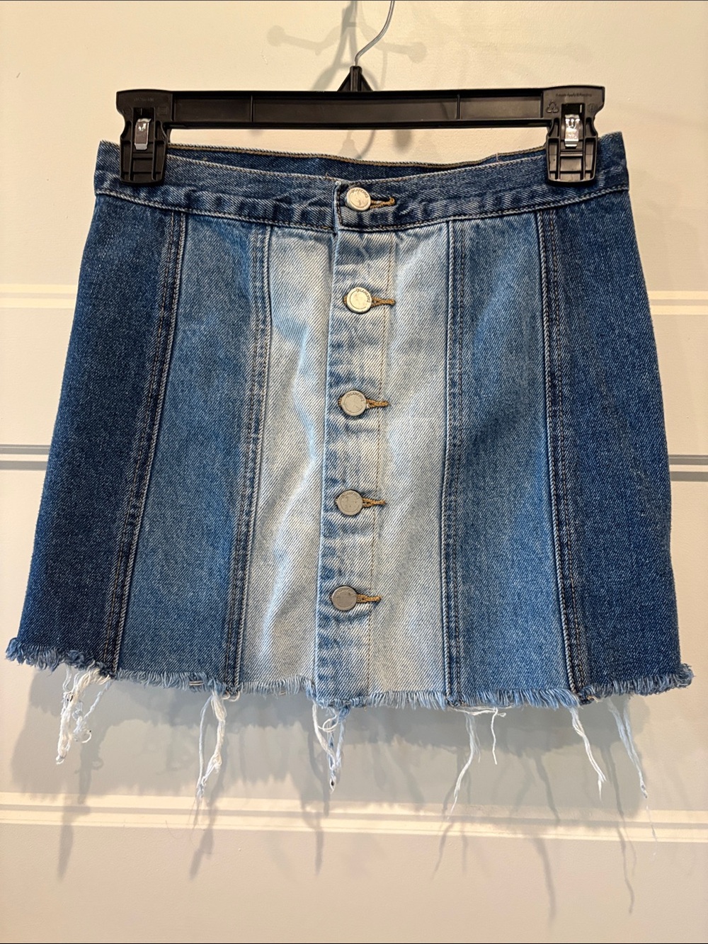 Blank NYC Girls' Blue Colorblock Denim Button-Front Mini Skirt